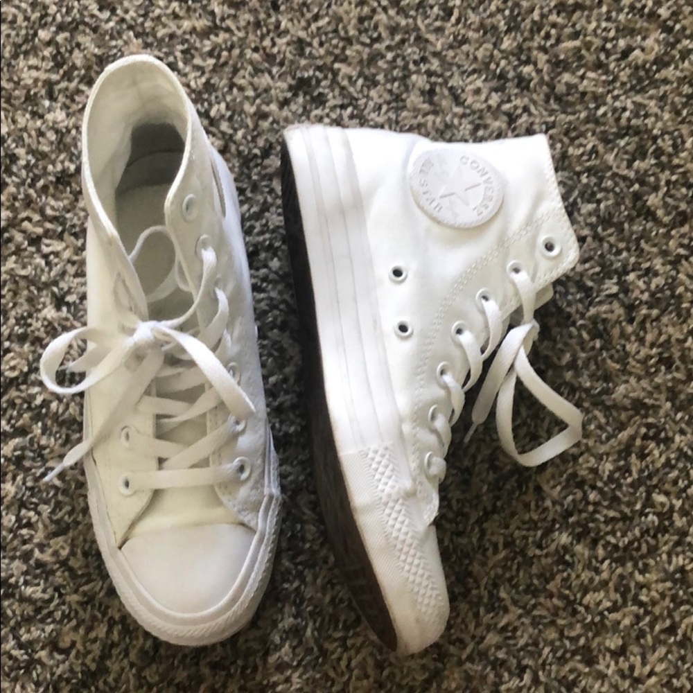 Converse all white high tops